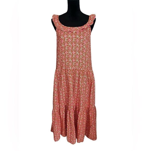 ANN TAYLOR FLORAL PINK/RED/ORANGE MAXI SPRING/SUMMER GIRLY DRESS WOMENS SIZE M - Picture 6 of 11